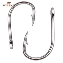 Hyaena-anzuelo de pesca de acero inoxidable 9260, accesorios de aparejos de pesca con púas, para barco oceánico, 50 unidades por lote
