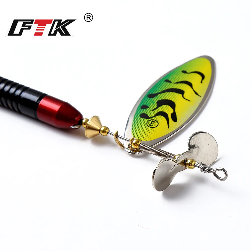 FTK-señuelo de Pesca de 11,5 cm y 20g de largo, cebo giratorio de colores, Lucio, lentejuelas, Paillette, carpa, 1 unidad