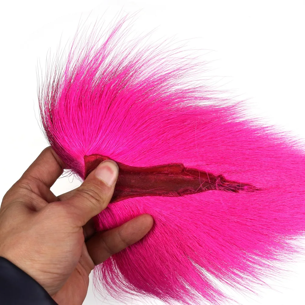 Bimoo, 1 unidad, cola de cervo multicolor, cola de pelo entera, cola de ala, Material de atado de moscas, anzuelos, plantillas, señuelos de pesca de trucha y salmón - imagen 5