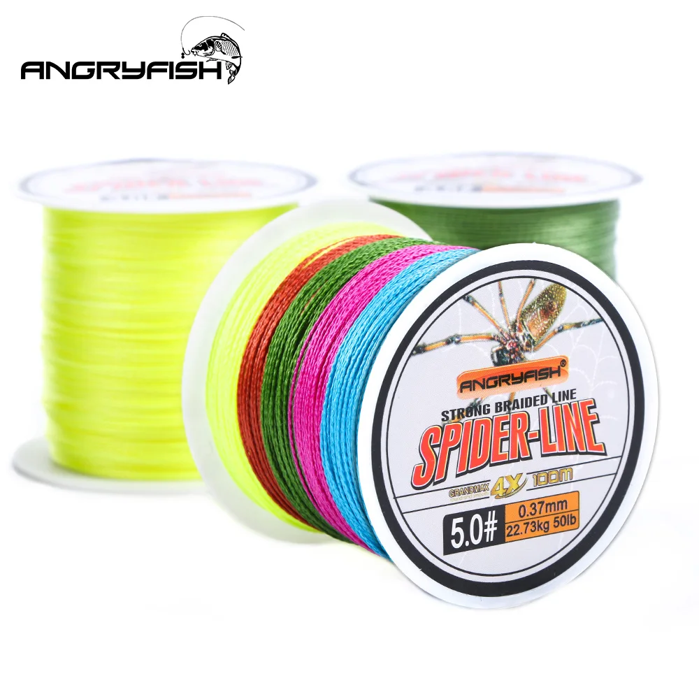 Angryfish-sedal de pesca multifilamento, 4 cables trenzados de PE Multicolor de 100M, 0,4 #-6,0 #, código 10-60LB - imagen 5