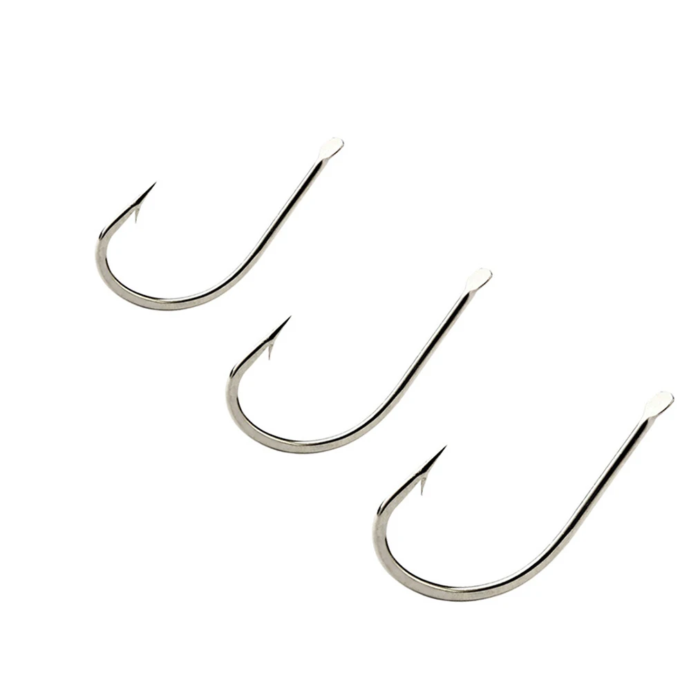 100 Uds. Anzuelos de pesca de acero rico en carbono planos 421N con púas redondas dobladas accesorios de pesca tamaño 1 # -10 #