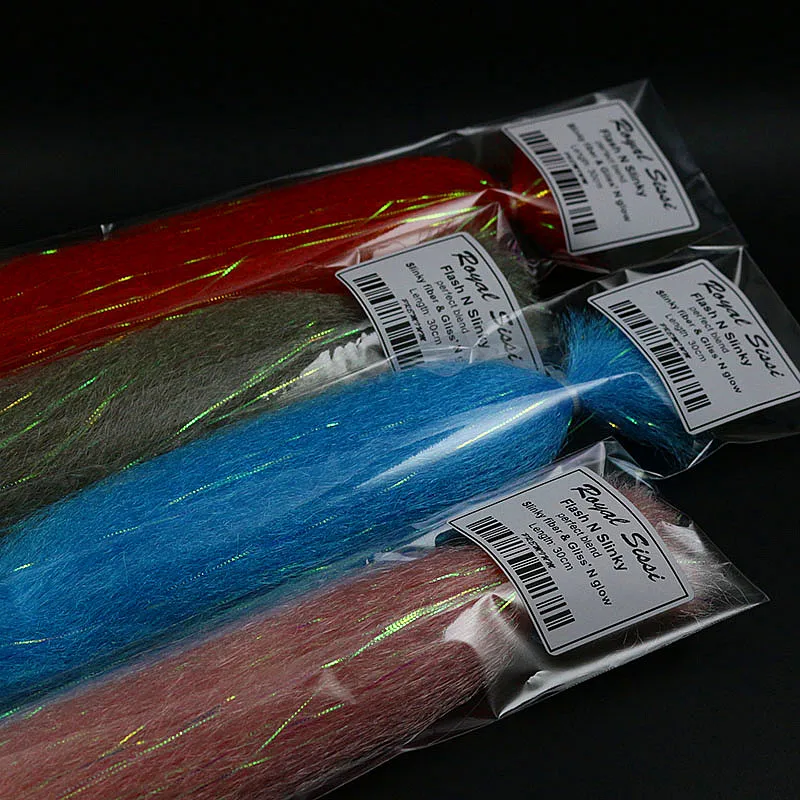 Royal Sissi 8 colores Flash N Slinky fibra larga brillo pelo sintético fibra peluda agua salada streamer baitfish mosca atado materiales - imagen 5