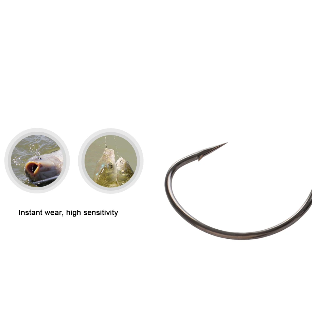 NGB 50 Uds anzuelo de gusano vástago compensado pez de níquel negro 97074 Jig Head señuelo pesca de carpa anzuelos de púas de acero al carbono con anillados - imagen 3