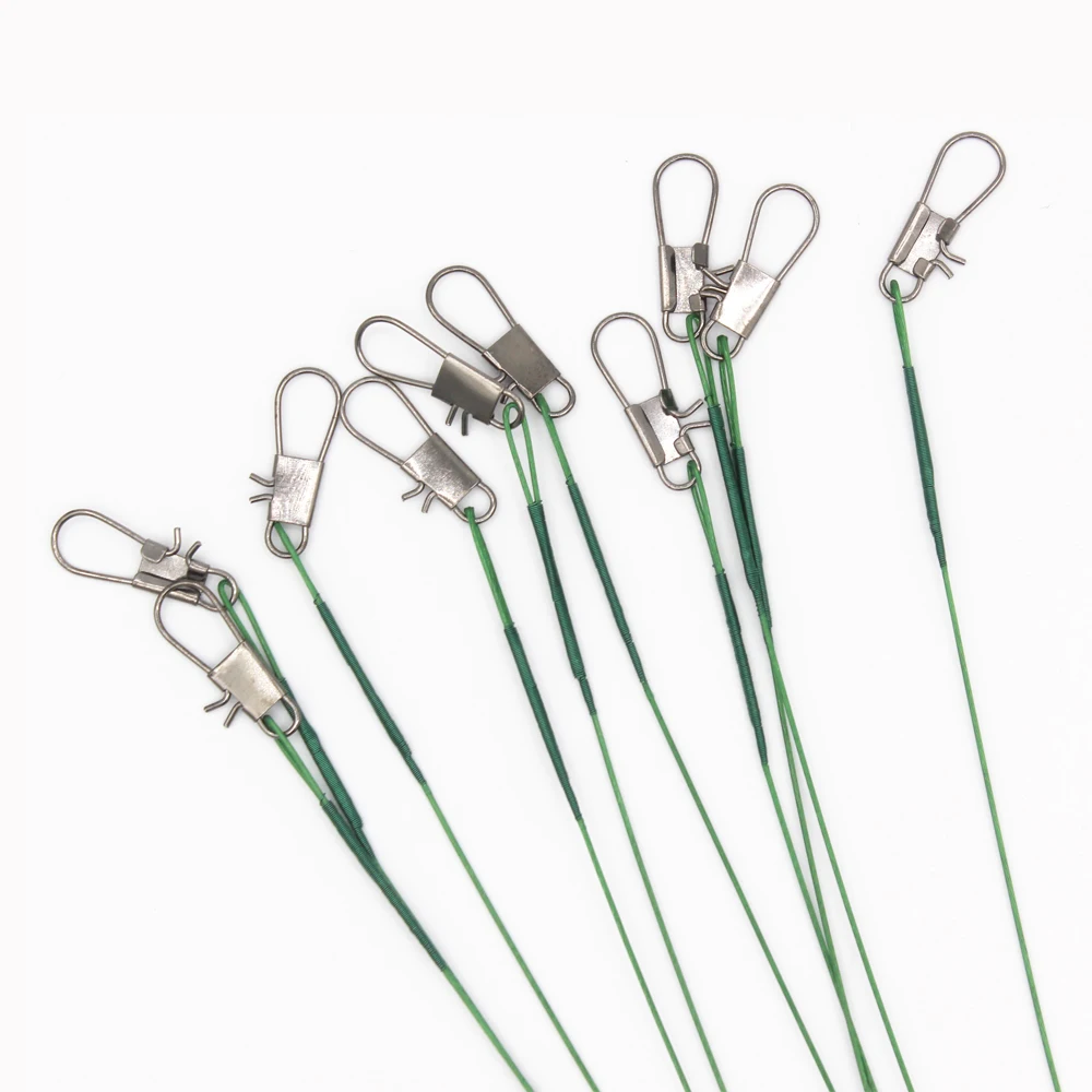 Hilo de pescar de acero para morder, correa de núcleo de plomo, líder de alambre de acero con accesorio giratorio Olta, 2 colores, 15cm/20cm/25cm, 10 unids/lote - imagen 2