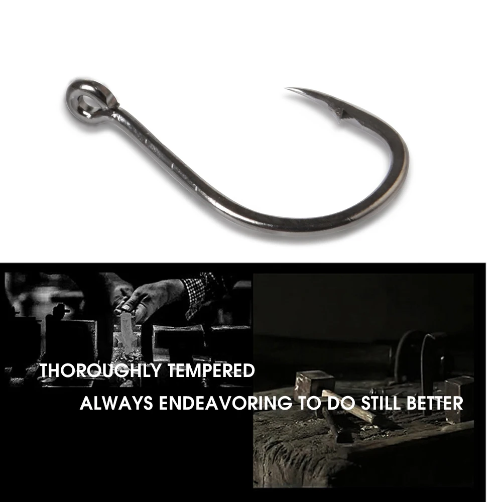 NGB 7-10PCS Anzuelo de pesca de acero rico en carbono ISEAMA 1 # -12 #   Anzuelo de carpa individual con púas y accesorios de pesca con ojos - imagen 5