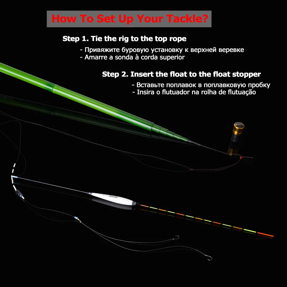 Goture-caña de pescar de fibra de carbono, caña de pescar telescópica con flotador, aparejo de línea - imagen 5