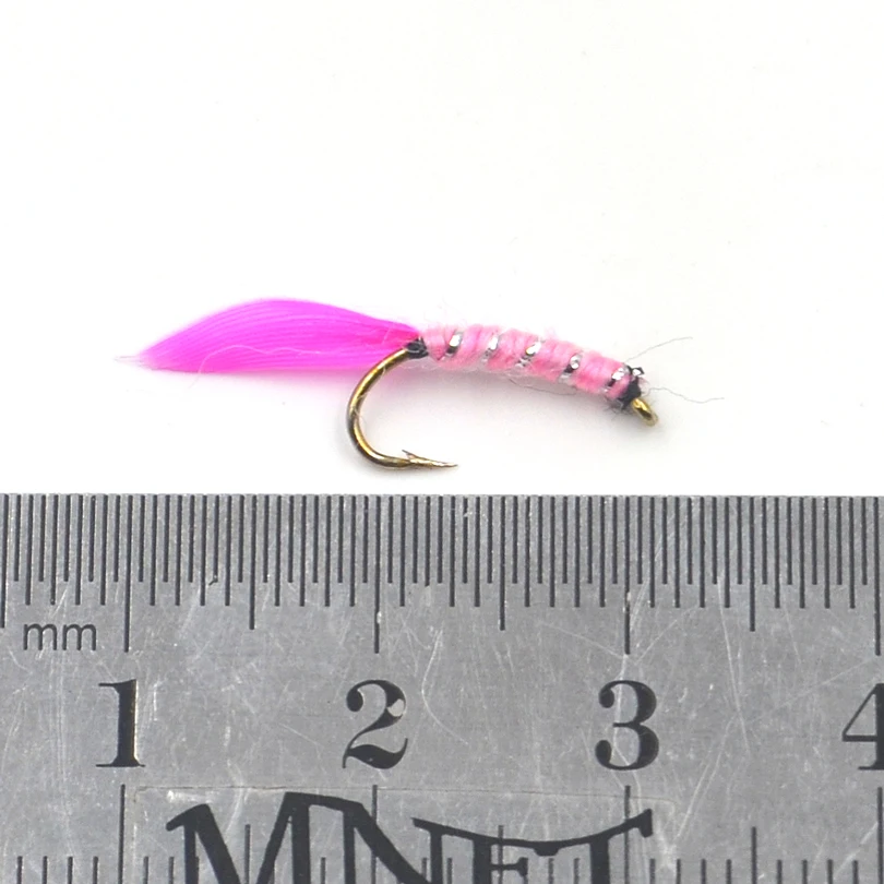 MNFT 10 unids/set 12 #   Rosa pluma roja plata cebra patrón mosca seca pesca moscas anzuelo ninfa señuelos Mayfly cebos - imagen 3