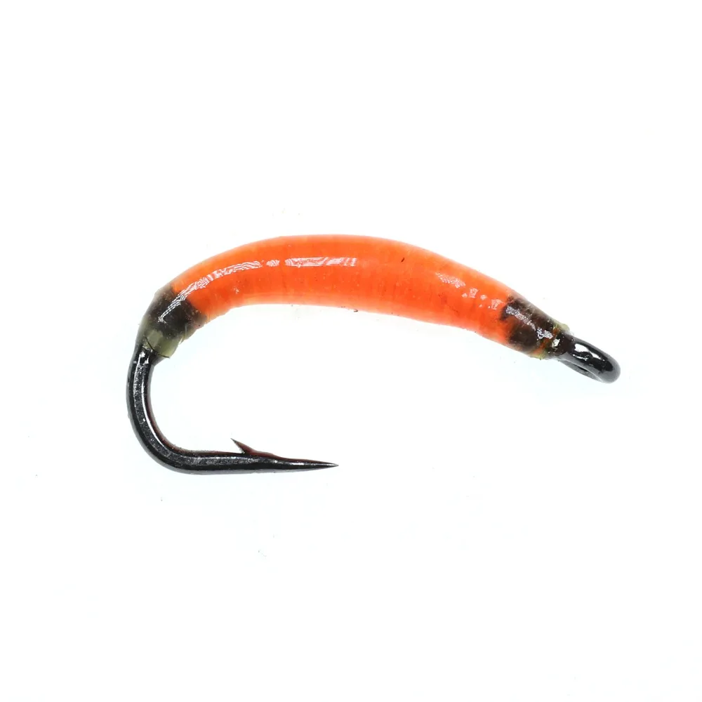 Wifreo 6PCS # 8 gusanos de jardín mosca tierra gusano mosca para agua dulce pescado trucha perca Bluegill Whitefish pesca con mosca ninfa insectos - imagen 4