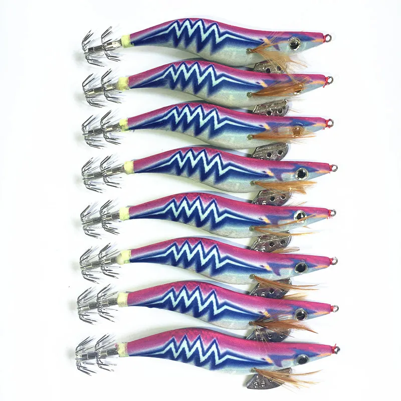 Anzuelo de calamar luminoso, señuelo de pesca de camarón de madera, 13CM, 21G, 8 unidades - imagen 3