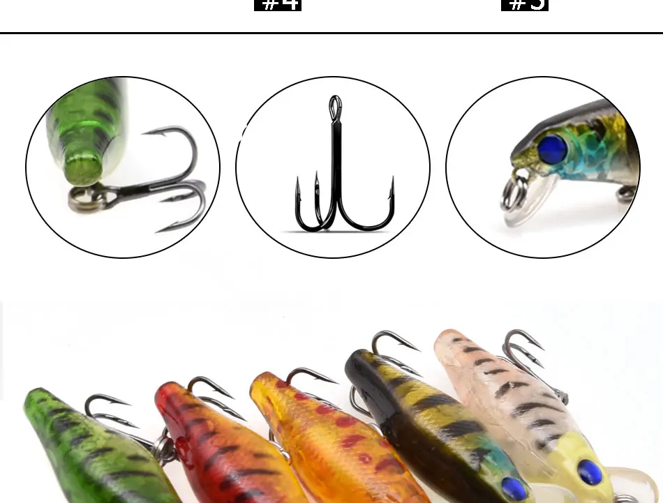 Señuelo mostrando su diseño para pececillos y anzuelo triple