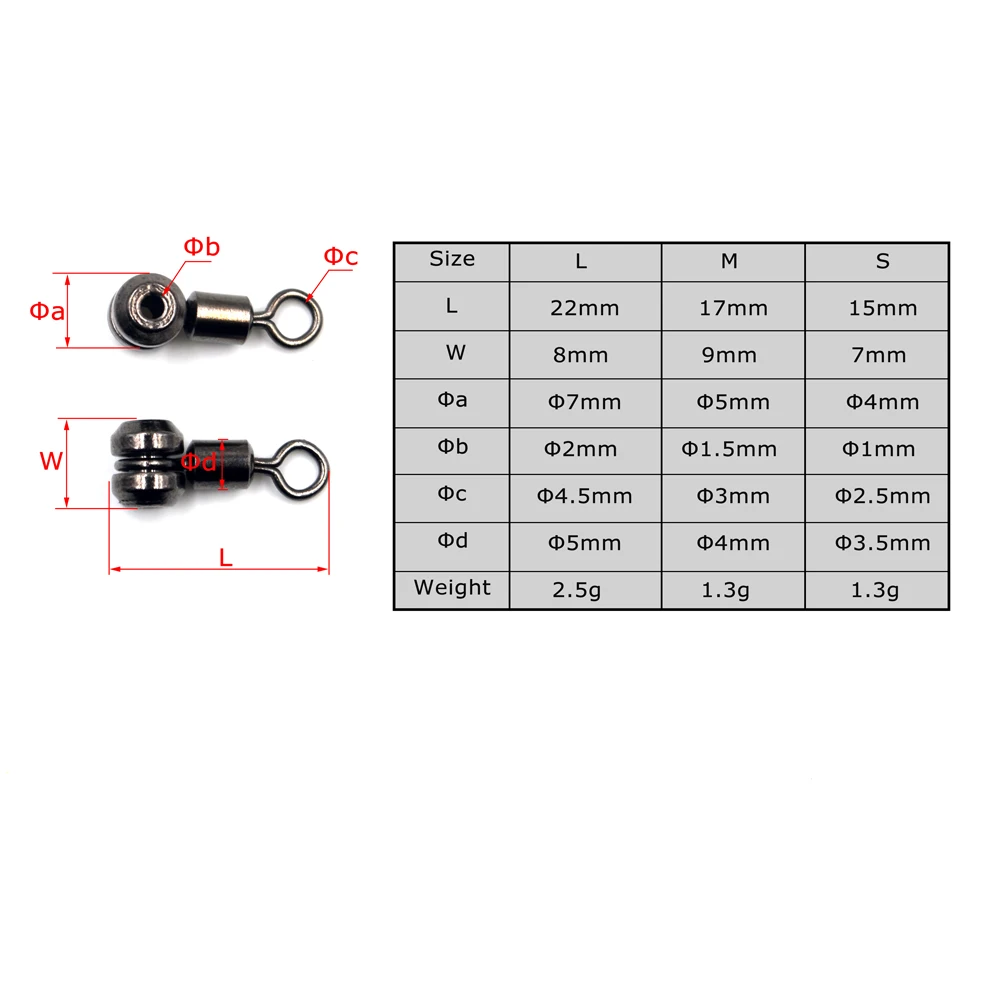MNFT 12 Uds. Giratorios de pesca de 3 vías, aleación de latón, línea cruzada, grúa giratoria de pesca, conector de aparejos, tamaño L M S - imagen 2
