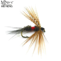 MNFT 10PCS [10 # ] Cebo de pesca de trucha con mosca, Coachman, pavo real, color gris, moscas secas, Royal Wulff, señuelos de pesca con mosca marrón Hackle