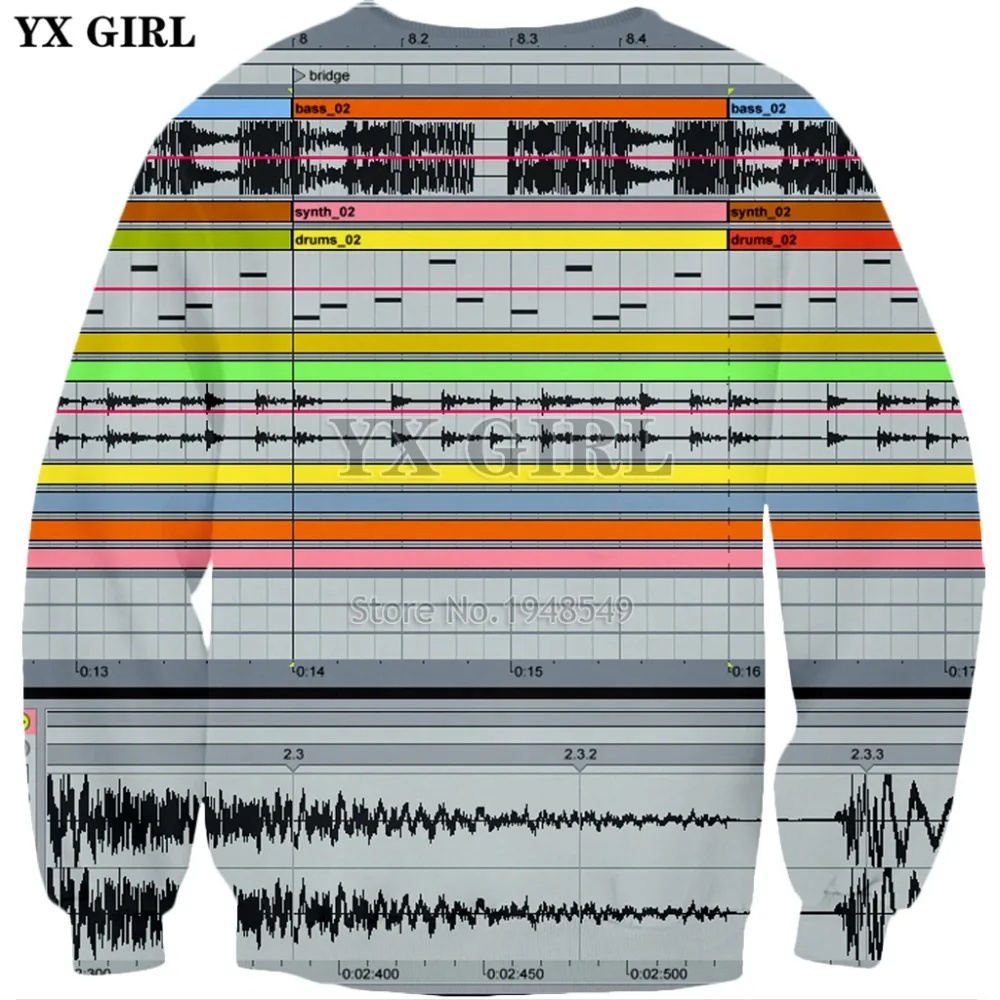 YX GIRL Envío Directo ableton live disco DJ estampado 3d sudadera para hombre y mujer moda jersey de manga larga con cuello redondo - imagen 2