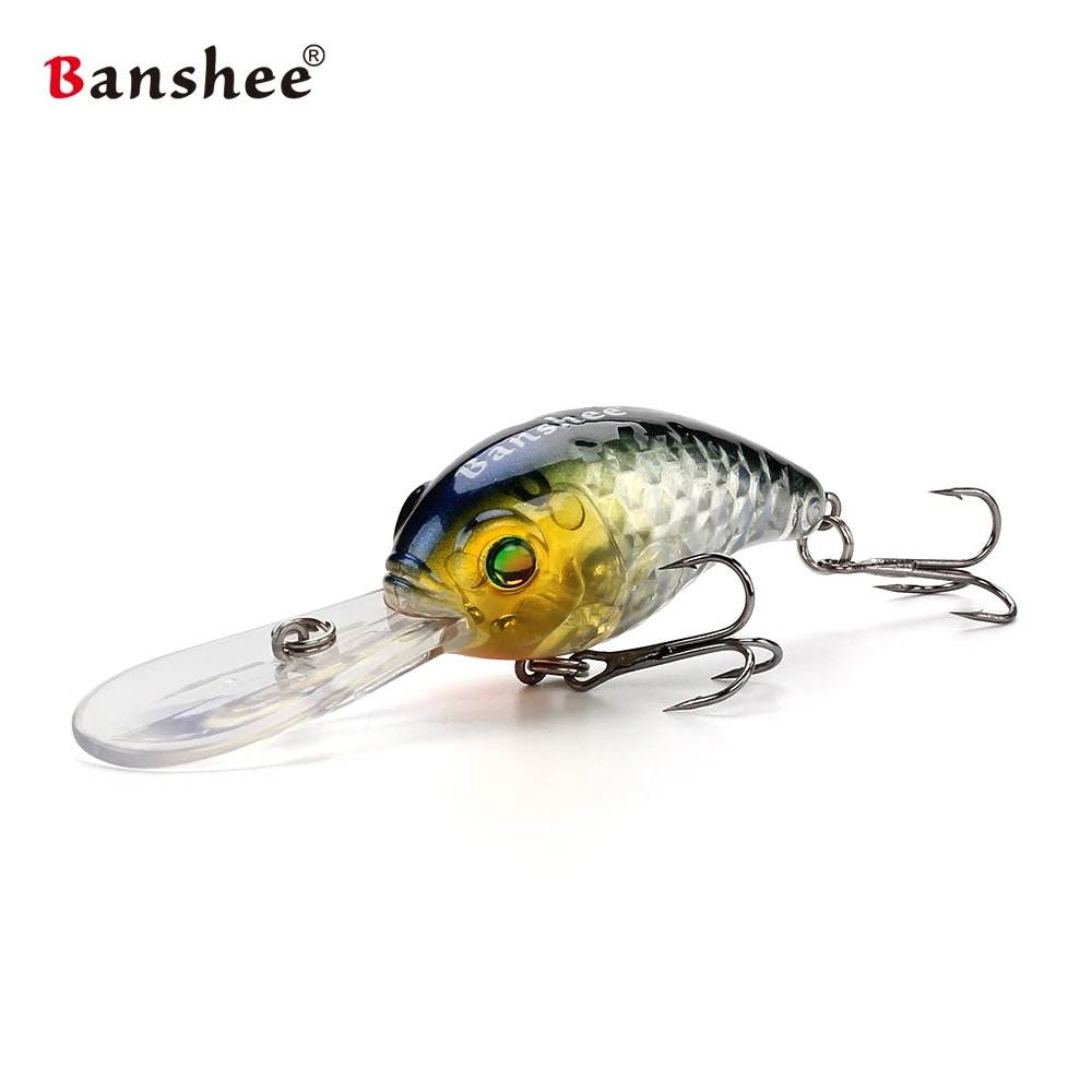 Banshee-señuelo de pesca de lubina flotante, 50mm, 10g, VC04, sonajero de sonido, Wobbler de pico redondo, cebo duro Artificial, Crankbaits de buceo profundo