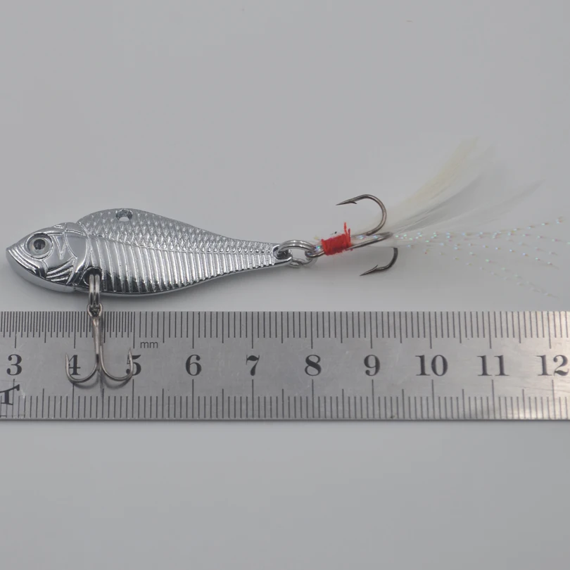 MNFT 10 unids/bolsa 13g Spinner Artificial aleación de Zinc señuelo de pesca duro Jigging pluma anzuelos triples cebo Spinnerbait de Metal - imagen 4