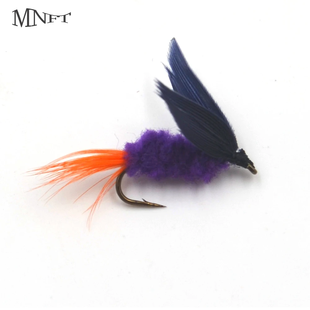 MNFT 10 Uds cuerpo púrpura mosca insecto imitación Artificial ala negra pesca con mosca señuelo cebo