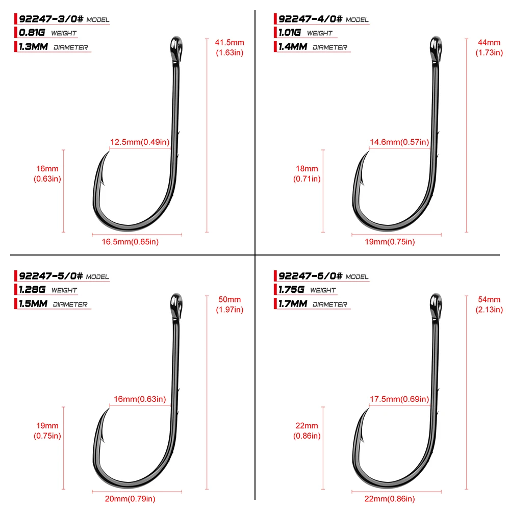 PROBEROS-anzuelo de pesca de acero con alto contenido de carbono, 92247 unids/lote, anzuelo de BAITHOLDER, color negro, anzuelo grande, corrosión, 6/0-6 #-1000 # - imagen 5