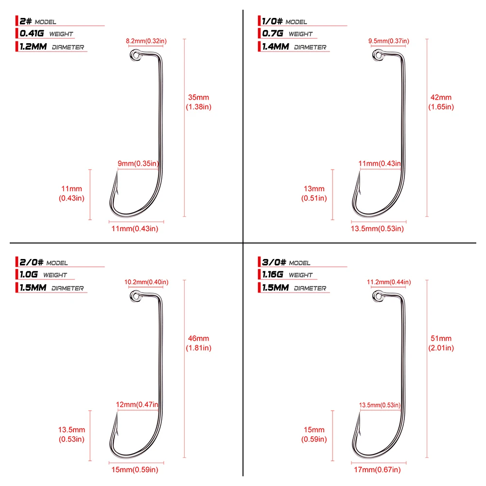 50 unids/lote anzuelos de pesca de acero con alto contenido de carbono-2 # -5/0 #   Señuelo de anzuelo de manivela, gusano de Pesca para anzuelos de cebo blando, serie de aparejos, anzuelos JIG - imagen 5