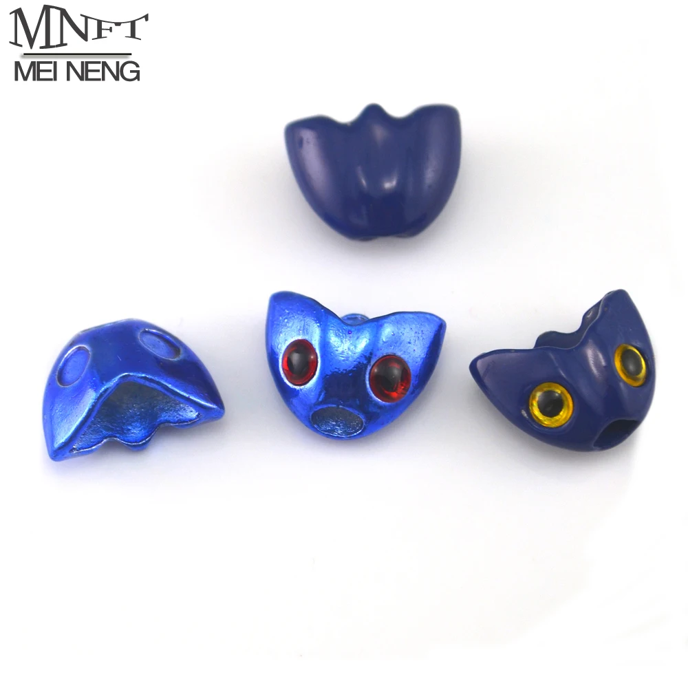 MNFT 6 unids/lote azul real y pez azul calavera esculpida casco cabezas atado de moscas Material DIY
