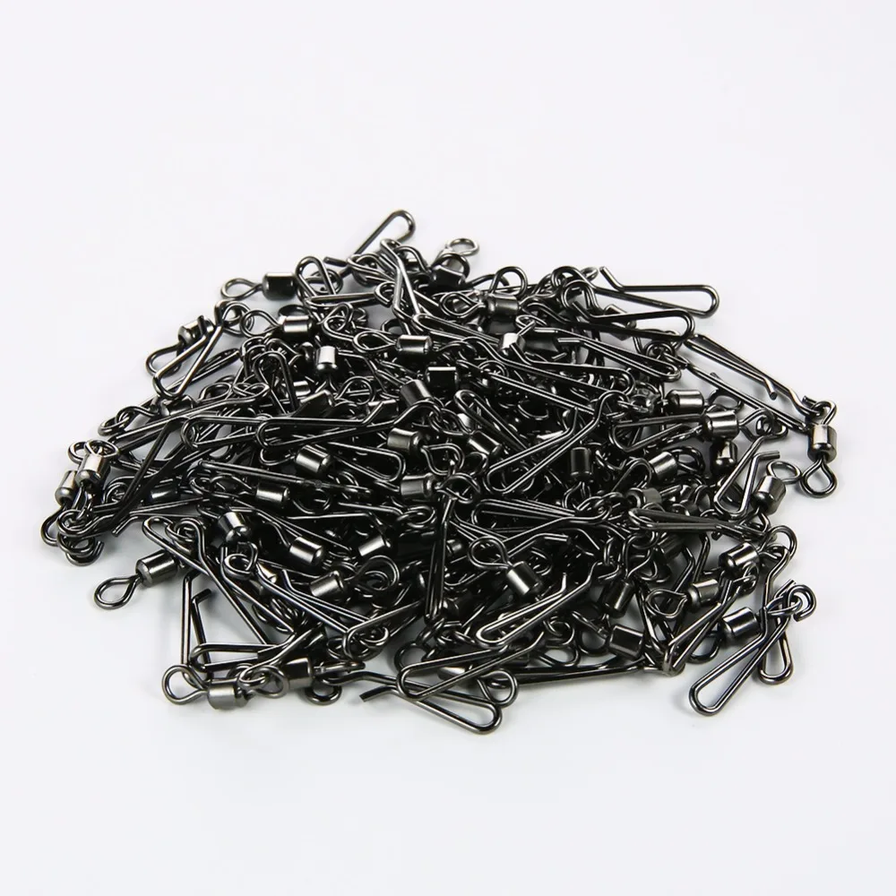 100PCS 2# 4# 6# 8# 10# Stainless Steel Fishing Swivels Interlock Rolling Swivel With Hooked Snap Fish Hook Connector Lure Tools - imagen 4
