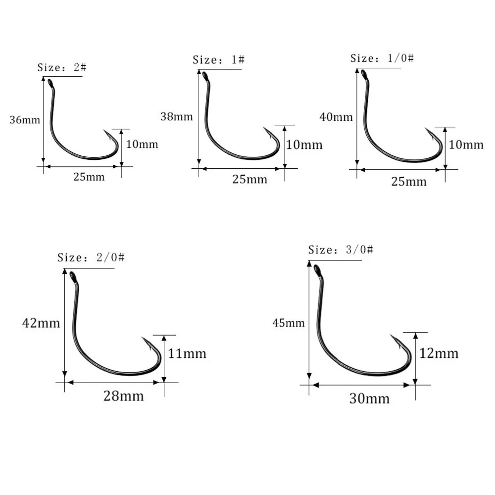 THKFISH 50 Uds anzuelos compensados para pesca anzuelo loco # 2 # 1 # 1/0 # 2/0 # 3/0 Dropshot Ganchos Texas Rig Para Crappie Walleye Bass - imagen 5