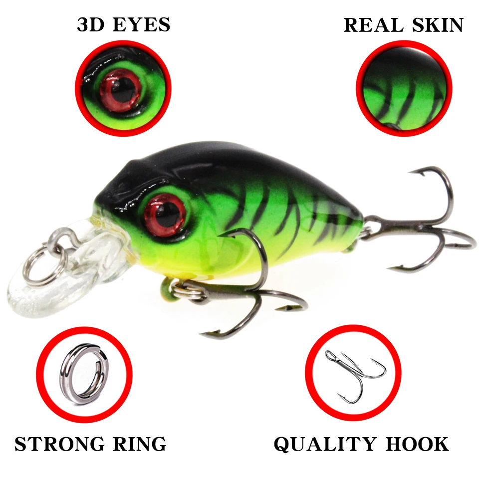 LEOSPORT-señuelo de pesca Crankbait, cebo Artificial de manivela dura, 4,5 cm, 3,8g - imagen 3