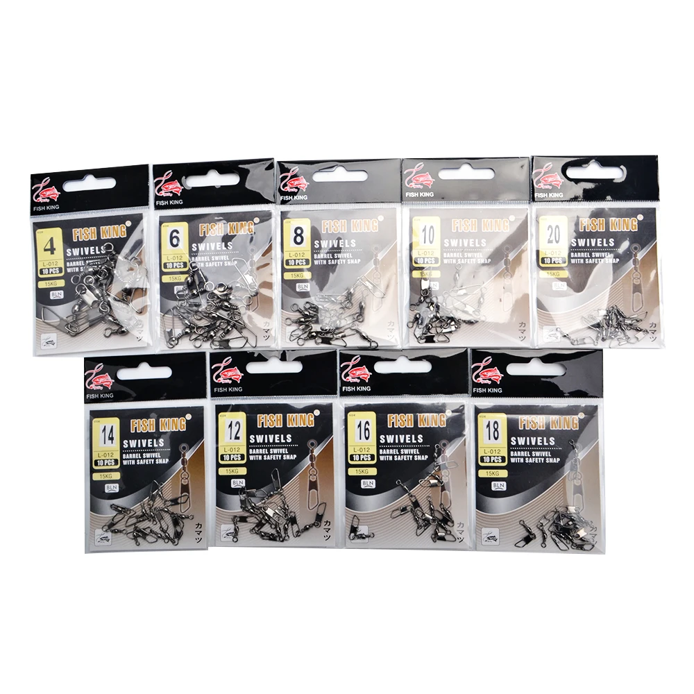 NGB 10PCS 4 # -22 #   Barril giratorio de pesca con señuelo para anzuelo a presión, Terminal de conector, tienda de aparejos de pesca - imagen 5