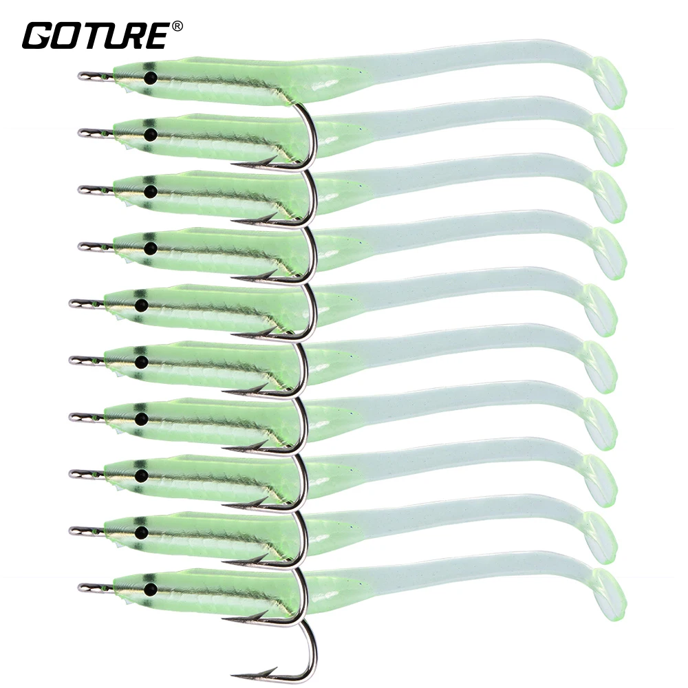Goture-señuelo de pesca suave, Accesorio luminoso de silicona para pesca de agua dulce y salada, aparejos de pesca, 20 Uds./Set