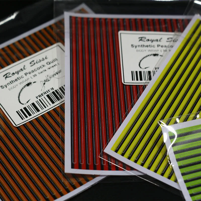 Materiales sintéticos de atado de moscas, envoltura de cuerpo de mosca, 30herls por hoja, enlace de insectos de nymph, Pavo Real, nuevo, 4 hojas por lote - imagen 4