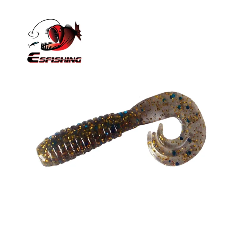 ESFISHING-cebo suave de silicona, Tripple Grub, 50mm, 10 Uds., cola rizada, Jigging, Iscas, Pesca, señuelo de Pesca Artificial, aparejos para todos los peces - imagen 3