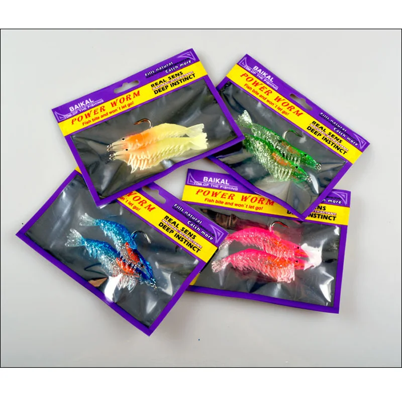 Señuelo de agua dulce y salada, cebo suave para pesca en barco, simulación de camarón brillante, gancho individual, 9cm/10g, bolsa de 2 piezas - imagen 2