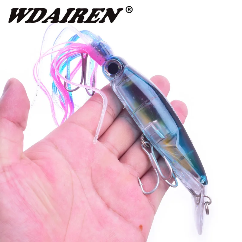 Señuelo de pesca con faldas de calamar biónico, cebo duro Artificial con aparejo de gancho, 14cm, 44g, 1 unidad - imagen 5