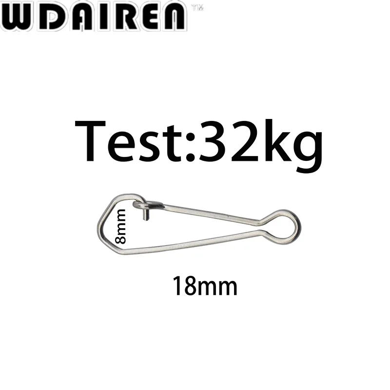 Conector de gancho giratorio de pesca de seguridad, cierre de gancho de acero inoxidable, anillos sólidos, WD-026, 100 unids/lote - imagen 5