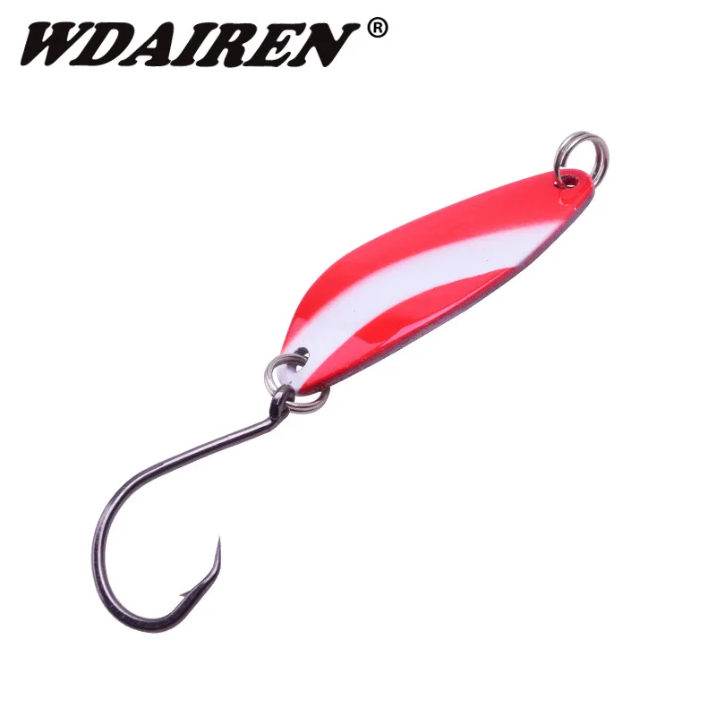 10 unids/lote de Señuelos de Pesca de 4cm/6,5g, cebo de lentejuelas de cuchara de metal, aleación de Zinc de escala larga con kit de señuelo de gancho de olécranon único - imagen 3