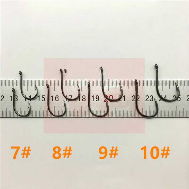 Anzuelos CHINU auténticos con anillo, anzuelos superligeros de púas, de pesca de acero al carbono, anzuelo negro afilado con ojo - imagen 3