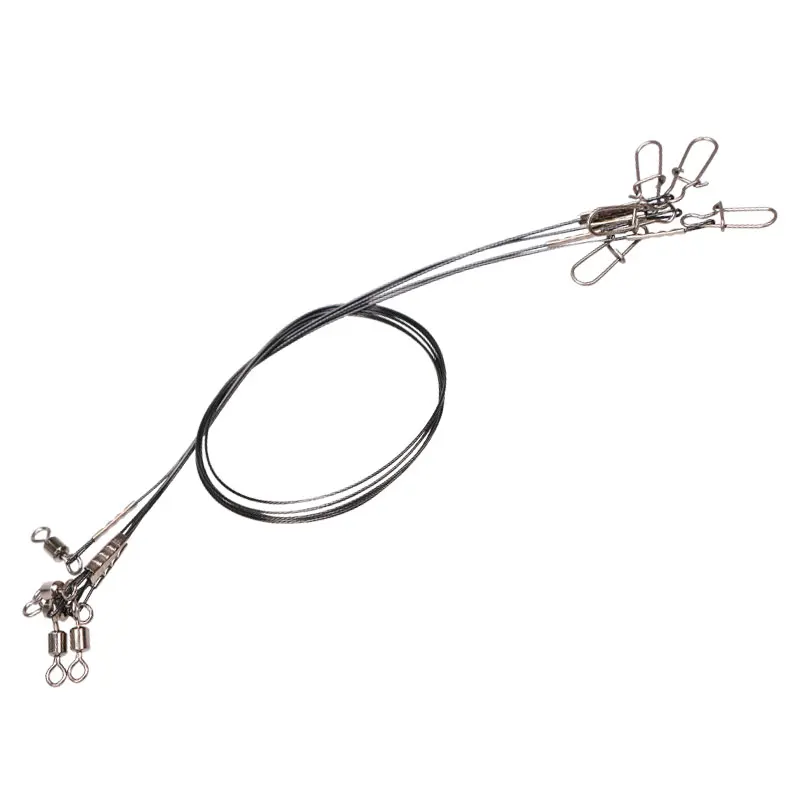 5 unids/lote de alambre de pesca con revestimiento de nailon de 30cm, líder de acero inoxidable, trenzada, Rigs de líder giratorio, línea de alambre de acero con giratorio - imagen 5
