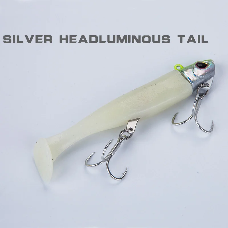 Señuelo de pesca con cabeza de plantilla, cebo de Metal Artificial, cola en T, cuchillo afilado, Machete suave, cola en T, 2 piezas - imagen 5