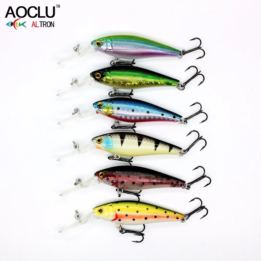 AOCLU-Wobbler flotante de 58mm, 5,6g, cebo duro de buceo de 1,5 m, señuelo de manivela Minnow Jerk, agua salada, barco, lubina, trucha, gancho VMC - imagen 5