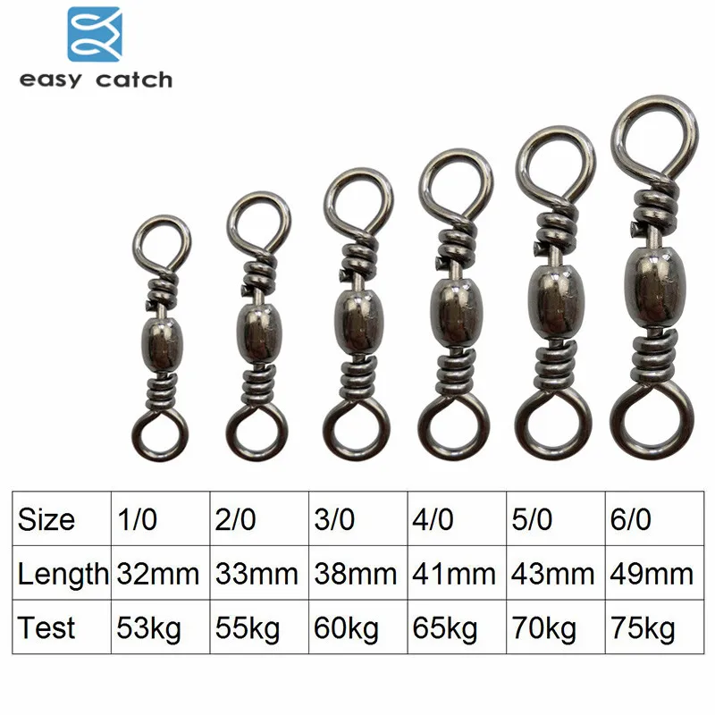 Barril giratorio de pesca de fácil captura, accesorios de conector de pesca de alta resistencia, de latón niquelado negro, anillo sólido, 5 uds. - imagen 2