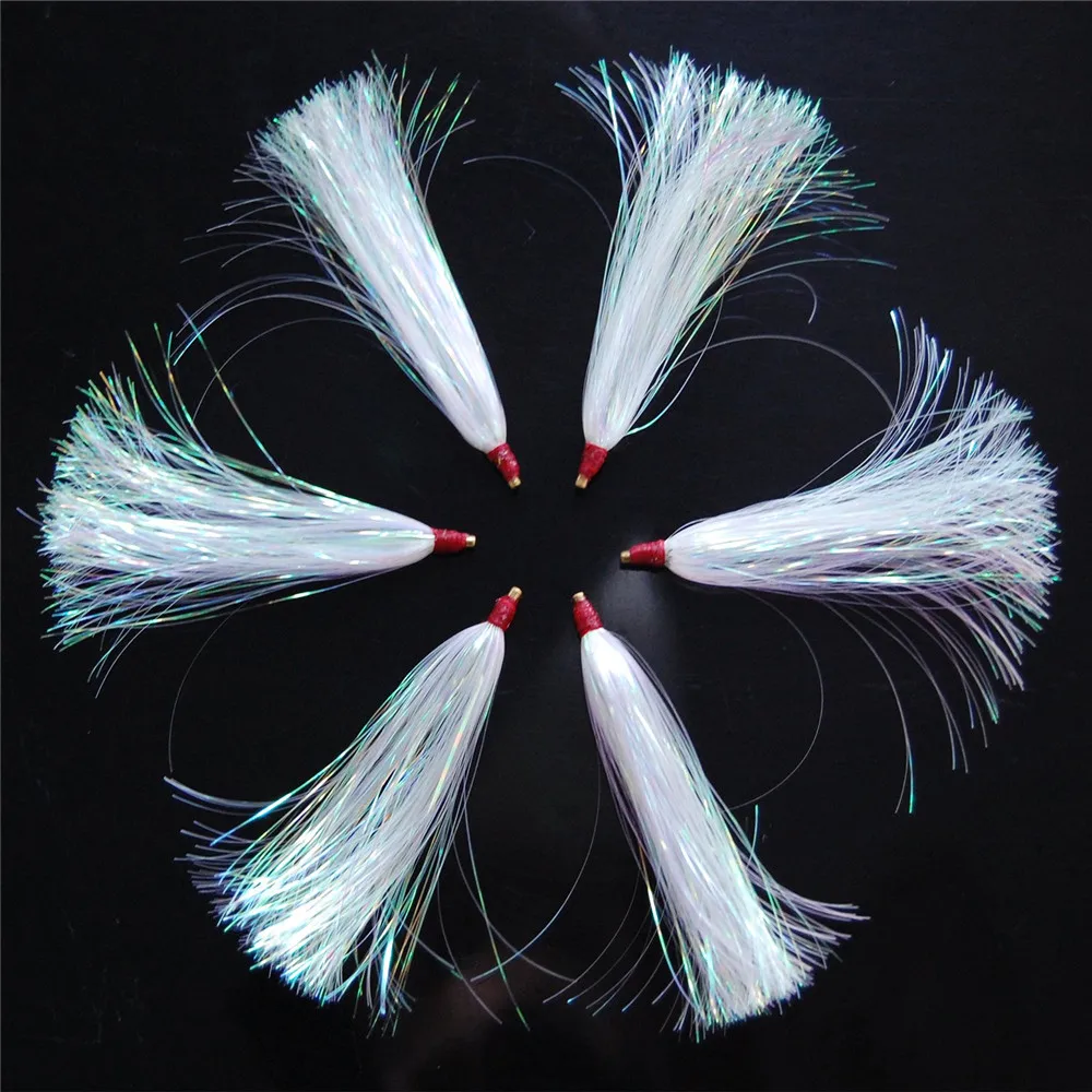 21/42/60 Uds. Señuelos de pesca de curricán, faldas de Teasers, cebo de agua salada Mylar Flash, plantilla de cola de bucktail, aparejos de cebo, lubina, trucha, señuelo de pesca con mosca - imagen 5