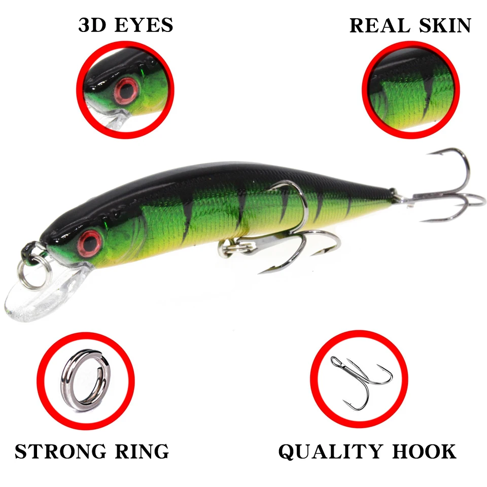 1 unids/lote 18 cm 8,2g pesca señuelo Minnow cebo duro con 2 ganchos de pesca Pesca señuelo 3D ojos envío gratuito - imagen 3