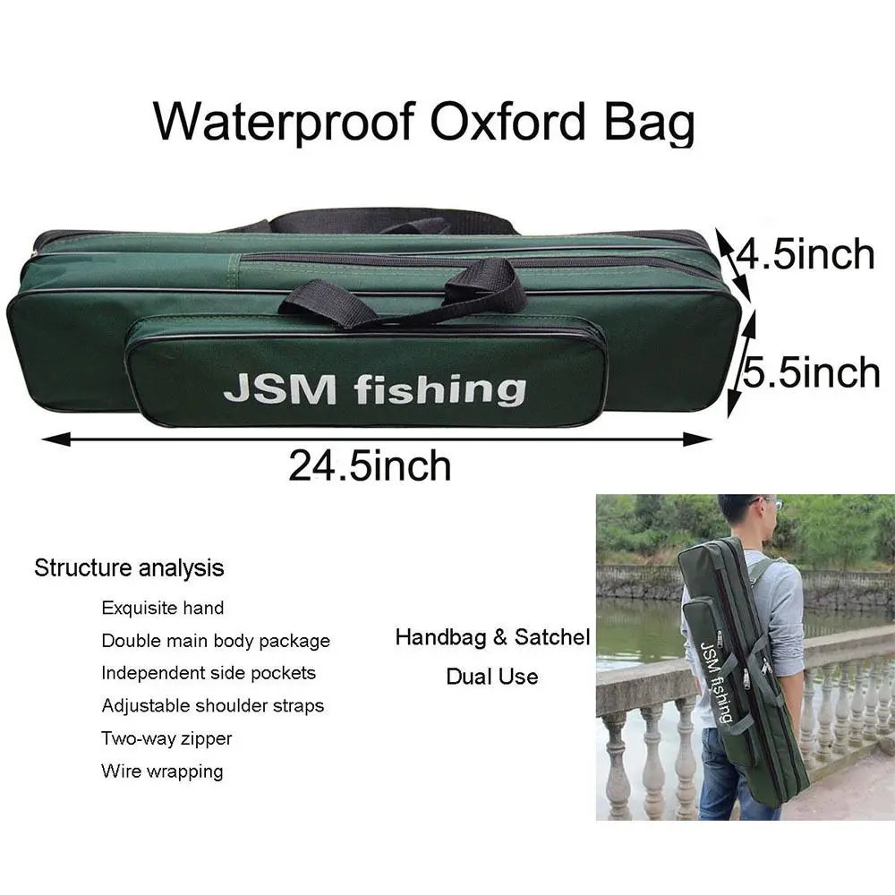 Shaddock-bolsas de pesca de nailon verde de 2 capas, estuche portátil para caña de pescar, herramientas de aparejos de pesca, bolsa de almacenamiento - imagen 2