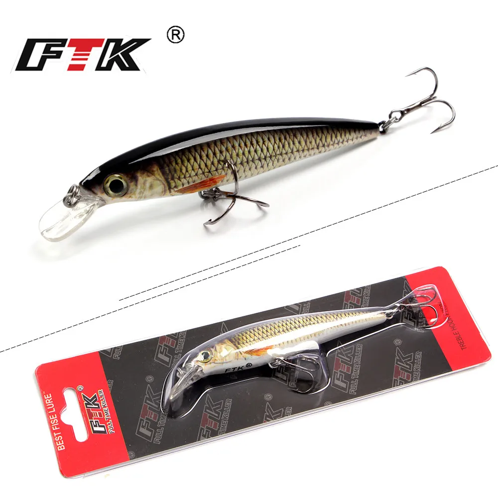 FTK-señuelo de pesca de pececillos, cebo Artificial duro, láser, señuelos de pesca pesca accesorios señuelos spinning rapalas de pesca señuelos señuelos 12g/100mm, Wobblers, Crankbait, ojos 3D, aparejos de pesca, 1 ud.