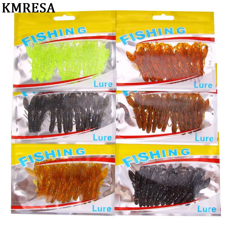 Señuelo de pesca de camarones blandos, Wobblers artificiales Isca de 5,5 cm/1,4g, cebo de silicona Artificial, aparejos de pesca con mosca de goma, 12 unidades por lote - imagen 5