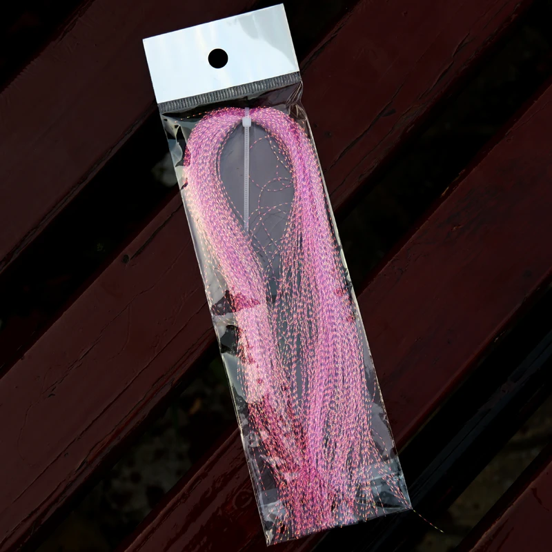 Bimoo-50 bolsas de hilo de oropel trenzado para anzuelo, Flashabou para anzuelo, Material de fabricación de señuelos triples - imagen 4