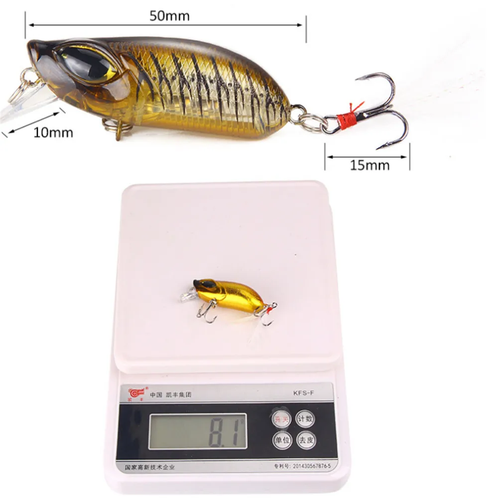 1 Uds. Señuelos de Pesca de manivela 8,3g 5,5 cm Minnow para pesca Wobblers Bass señuelos pica cebos falsos con aparejos de pesca de plumas - imagen 4