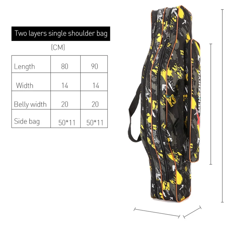 Bolsa de pesca multifuncional de 2/3 capas, bolsa de almacenamiento de nailon para caña de pescar, señuelo, 80/90CM, aparejos de pesca de carpa al aire libre, XA89G - imagen 5