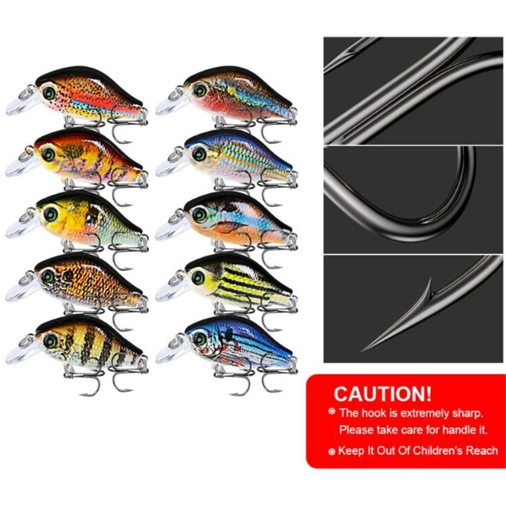 Señuelos de Pesca Crankbait, 5,2 cm, 8,5g, ojos 3D flotantes, cebo duro de plástico Artificial de calidad, aparejos de pesca, Lucio, Wobblers, 1 ud. - imagen 2