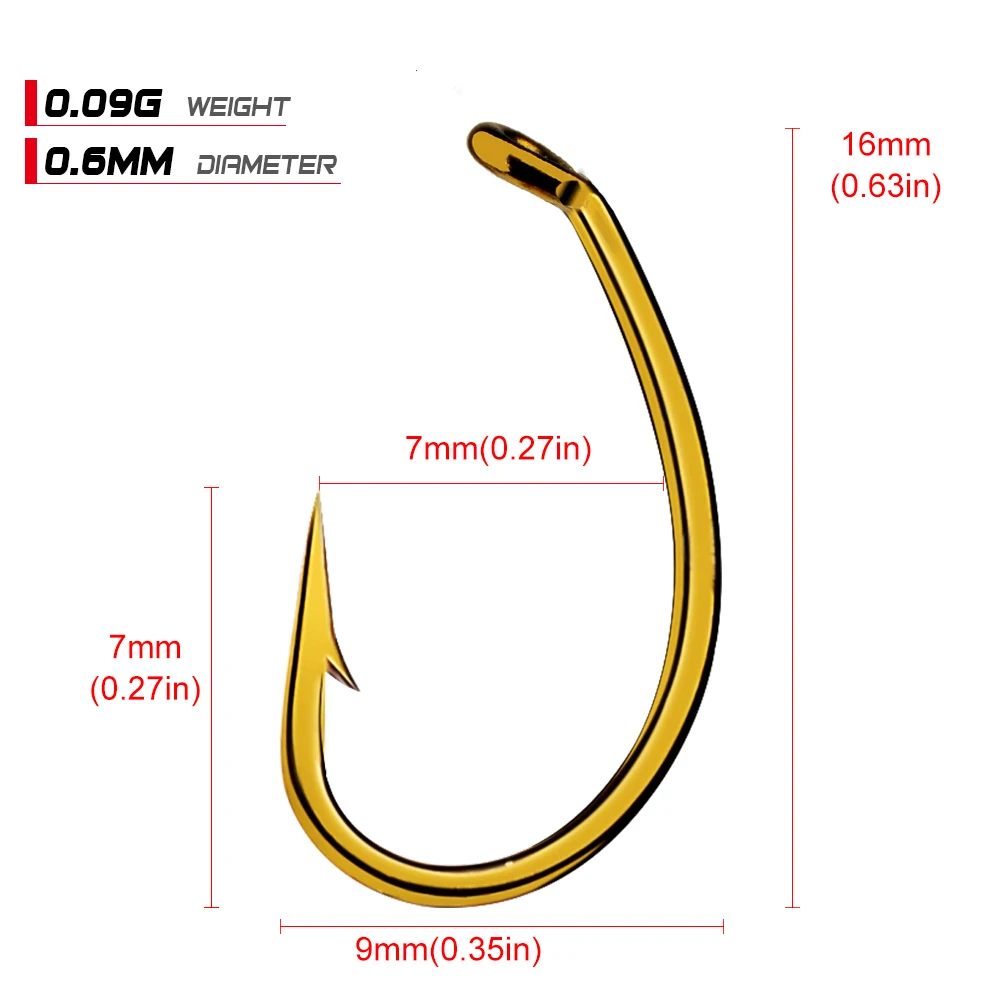 Anzuelo dorado afilado para pesca con mosca, ninfa, Scud, Caddis, camarón, carpa, n. ° 8, N. ° 12, 200 Uds. - imagen 5