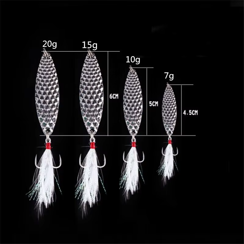 Spinner de Plata y Oro con Pluma – Señuelo Giratorio para Pesca - imagen 5